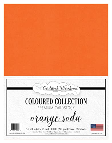 Orange Soda Cardstock Paper - 8.5 X 11 Inch Premium Matte 100 Lb. Cover - 25 Sheets From Cardstock Warehouse #TOP14