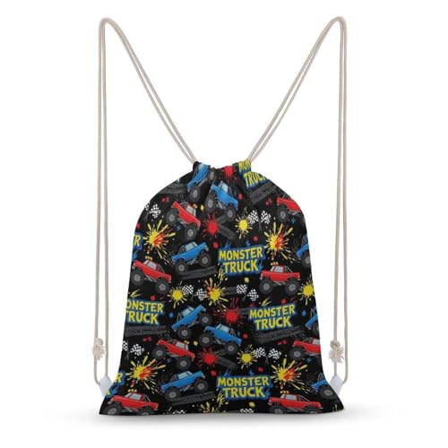 KATVEESC Water Resistant Cool Monster Truck Car Sports String Bags with Adjustable Design for Women and Men Outdoor Activities, Going Out, Daily Use