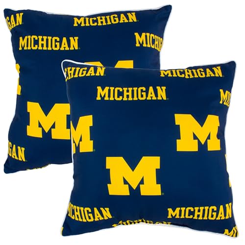 College Covers Everything Comfy Michigan Wolverines Decorative Pillow, 16" x 16", Includes 2 Pillows