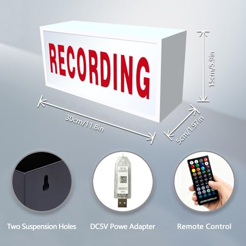 RECORDING Studio LED Light, Illuminated Sign, Many Lighting Modes Wireless Using With Remote Control, for Recording Radio Bar Pub Home Decoration