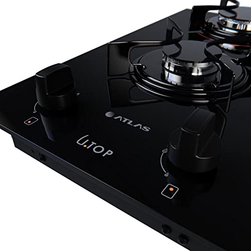 Cooktop 2 Bocas Preto Mesa de Vidro Atlas U Top Bivolt