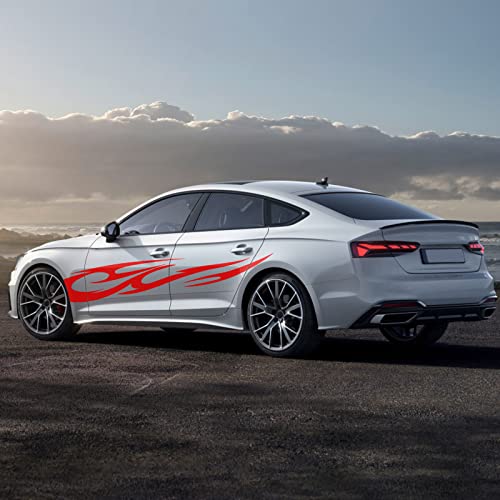 Bilisin 4Pcs Vinyl Car Sports Racing Body Side And Roof Hood Decal Stripe Graphic Stickers For Auto Body Door Side Diy Modified Decals Decoration For All Cars Suv Truck Off-Road Vehicles Bi0020 Red #TOP2