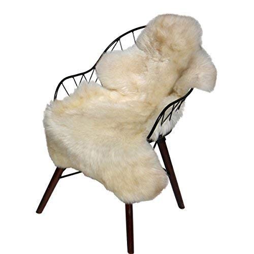 Hollert German Leather Fashion Lammfell Creme Beige gescheckt 90-100 cm Merino Schaffell Naturfell Echtfell kuschelig weich Läufer Dekoration