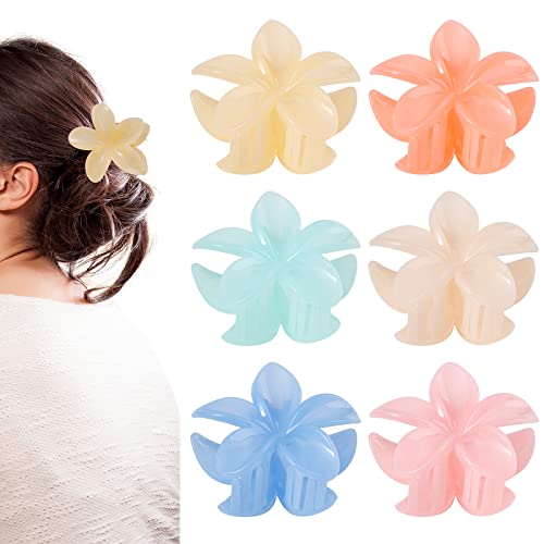 Toderoy Flower Hair Claw Clips For Women 6Pcs,Boho Hawaiian Plumeria Hair Clips,Large Strong Hold Hibiscus Hair Clamps For Thick Long Hair Beach Headwear Hair Accessories #TOP6