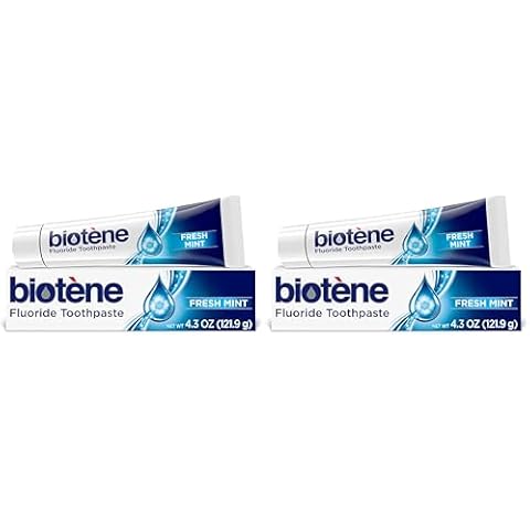 biotène Fluoride Toothpaste for Dry Mouth Symptoms, Bad Breath Treatment and Cavity Prevention, Fresh Mint - 4.3 oz (Pack of 2) Cover