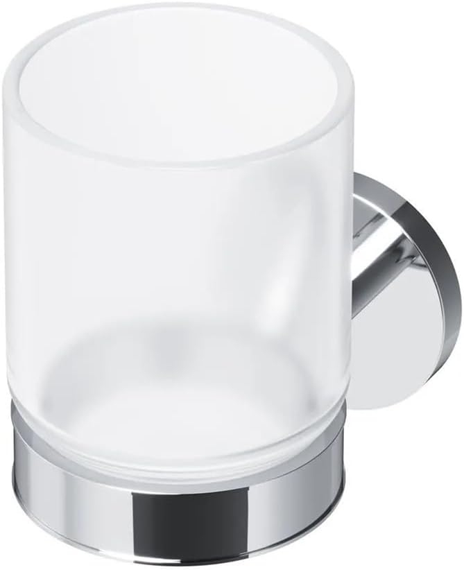 Toothbrush Holder, Wall Mounted Detachable Tumbler Holder, Zinc Alloy Holder+Frosted Glass Cup for Bathroom Multi-Functional Storage,Gold