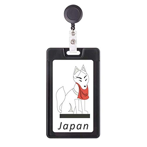 Porte-badge rétractable renard japonais enrouleur badge en tissu pour carte de transport