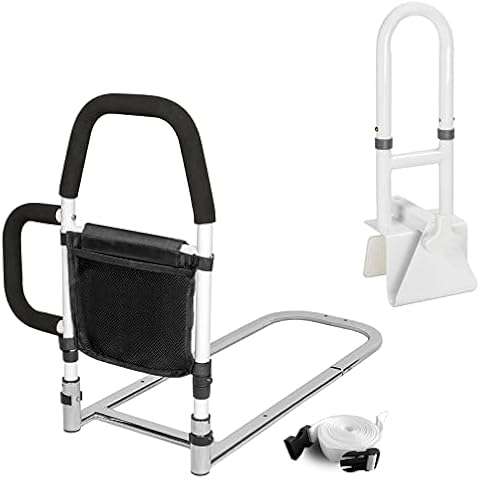 HEPO Bed Rails for Elderly Adults with Storage Pocket and Adjustable Bathtub Safety Rail for Seniors, Bed Assist Rail with Dual Grab Bars for Easily Getting in & Out of Bed Cover