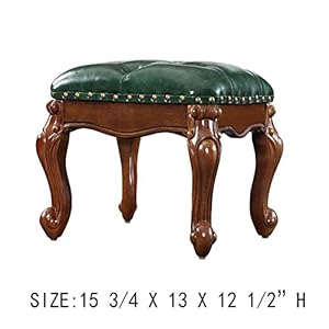 Small foot stool leather ottoman foot rest wooden footstool faux upholstered footrest for living room 15 34 x 13 x 12 12h green  urban country home decor