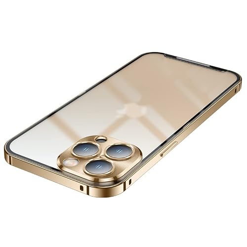 For Iphone 12 Pro Max Case Metal Aluminum Bumper With Translucent Hard Back Cover For Women Men, Matte Back Cover, Camera Protection Luxury For Iphone 12 Pro Max Phone Cases (For Iphone12Promax,Gold) #TOP1