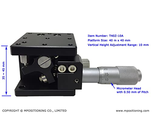 Vertical Stage, Mpositioning T40Z-10A Minimum Z Axis Translation Stage, 10 Mm Range In Height Adjustment 40 X 40 Mm Platform #TOP2