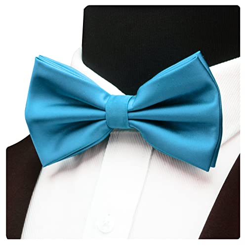 Image of GUSLESON Men's 3-pc Solid Color Bow Tie Gift Set - Double‑Fold Pre-Tied Bow Tie, Pocket Square, Cufflinks - Wedding Formal Party