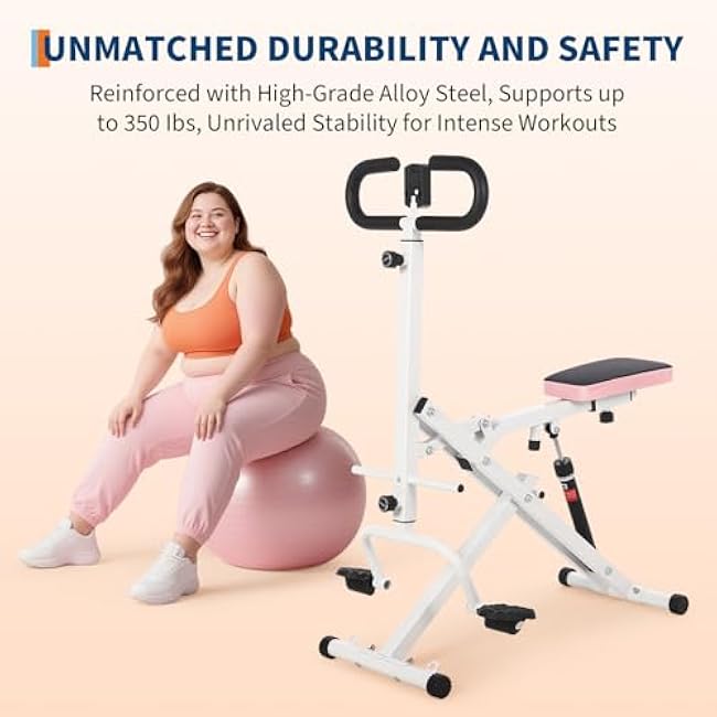 Squat Machine, Squat Assist Trainer with Adjustable12 Level Resistance, Foldable Squat Ride Rowing Machine for Home, Full Body Workout Gym for Glutes Legs Workout, 350 LBS Capacity