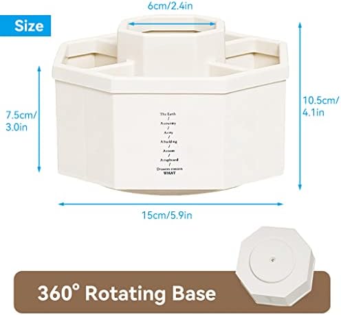Rotating Pen Holder, Creative 360 Degree Rotating Pencil Pots, Five Grid Pen Storage with Anti-slip Mat, Decorative Stationery Storage Boxes For Home And Office (white)