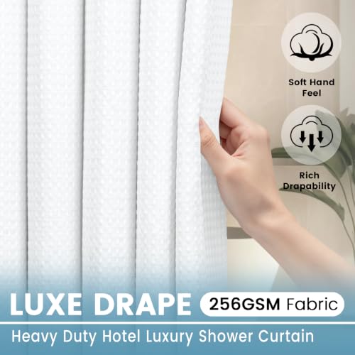 EUTXL Heavyweight Ringless Shower Curtain with Liner, White, 54x74 by EUTXL - Used condition - Image 3