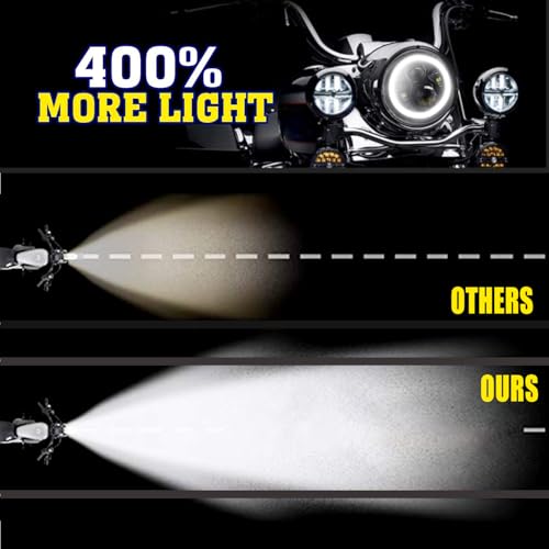 YEEGO DIRECT 7 inch Motorcycle LED Headlight 4.5 inch Fog Passing Lights for Road Kin-g Ultra Clas-sic Elec-tra Street Gli-de Tri Cvo Heri-tage Softail Sli-m De-luxe Fat-boy, DOT Approved (Silver) by YEEGO DIRECT - Image 2