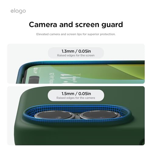 Image of elago Compatible with iPhone 16 Case, Premium Liquid Silicone Case, Full Body Protective Cover, Shockproof, Slim Phone Case, Anti-Scratch Soft Microfiber Lining, 6.1 inch (Alpine Green)