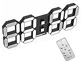 COVERY Digital 3D LED Wall Clock - Large 15 Inch Clocks with Alarm Nightlight, Thermometer, and Remo