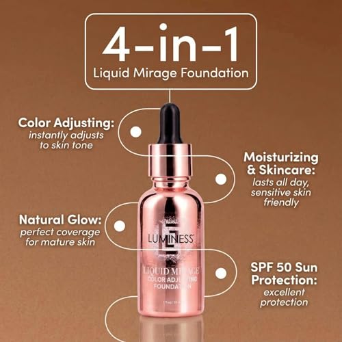 LUMINESS Liquid Mirage w/SPF 50 Color Adjusting Foundation Kit - Color Changing Foundation, SPF 50 Primer & Makeup Brush, Face Makeup for Mature Skin, 4in1 Liquid Foundation, Concealer & Moisturizer by LUMINESS - Image 4