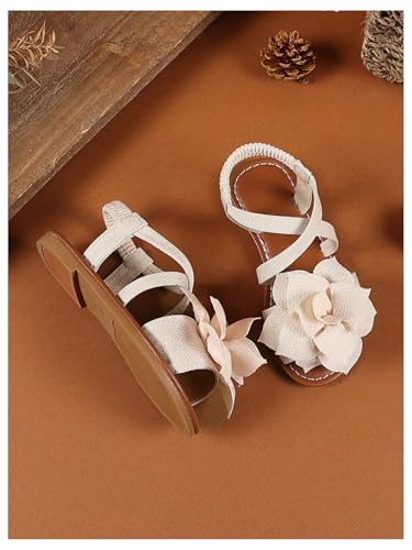 GORGLITTER Girl's Flat Sandals Cute Floral Applique Open Toe Ankle Strap Slip on Dress Vacation Slides Shoes4