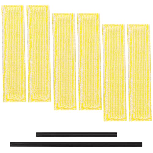 JidRMC 6 Piezas Recambios para Limpiacristales para Kärcher, Paño de Limpieza de Microfibra, con 2 Recambiable Rasquetas, para Limpiar y Quitar el Polvo (28.5 × 7 cm) (Amarillo)