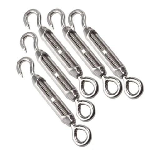 5PCS M4 Tensores para Cables de Acero Inoxidable 304 con Gancho y Ojal miniatura 5