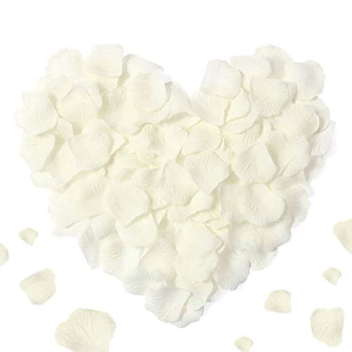 3000 Piezas Petalos de Rosa para Bodas, Confeti Petalos de Rosa Artificiales en Seda para Decoración Bodas Fiestas día San Valentín (Marfil/Crema)