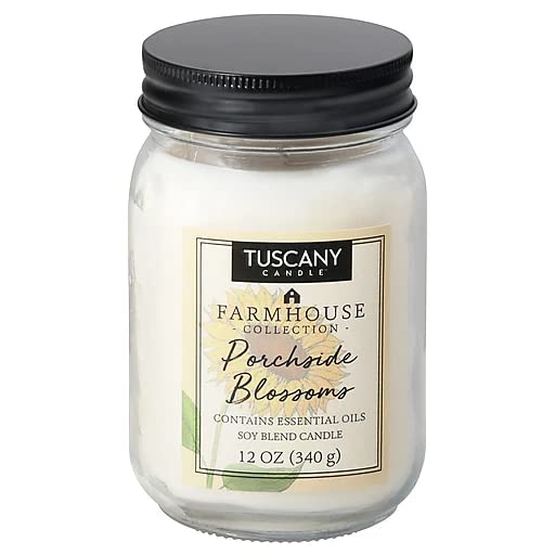Tuscany CandlePorchside Blossoms: Florals & Linen Scented Candle, 12 oz – Farmhouse Collection
