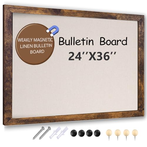 Large Magnetic Bulletin Board 36 x 24 Inch for Wall,Rustic