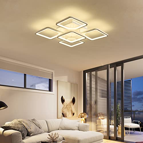 Jaycomey Modern Dimmable LED Ceiling Light, 23.6" Flush Mount Ceiling Lights Fixture with Remote Control, Acrylic 5-Square Ceiling Lamp for Living Room Dining Room Kitchen Bedroom, 70W, 3000K-6000K by Jaycomey - Image 2