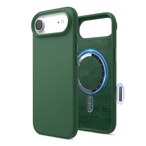 Image of elago for iPhone Air Case, Premium Magnetic Silicone Case, Compatible with MagSafe, Liquid Silicone Material, Protective Cover, Shockproof, Slim Phone, 6.5 inch (Alpine Green)