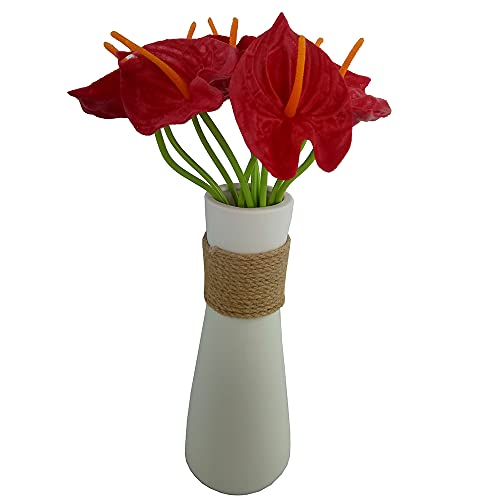 10Pcs Red Artificial Anthurium Fake Flowers Home Decoration Plant Indoor Living Room Dining Room Wedding Bridal Bouquet #TOP5