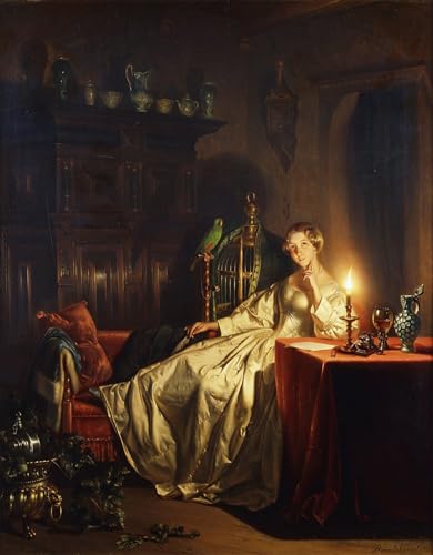 Affiche Toile Petrus Van Schendel l'intérieur éclairé par des chandelles portrait 60x90cm