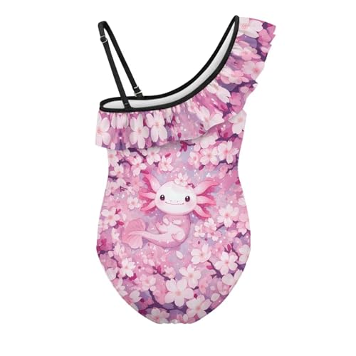 Girls' Ruffle 1 Shoulder Swimsuit One Piece Bathing Suit Summer Beach Wear Sizes for 3-14 Year Olds Wear2