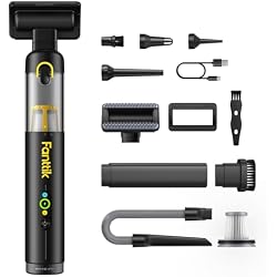 Fanttik Slim V10 APEX Cordless Car Vacuum, 4-in-1 Portable Mini Handheld Vac, 19kPa Suction Power, Upgraded Smart Digital Display, 2 Suction Modes for Small Jobs, Car, Office Desk, Keyboards (Black)