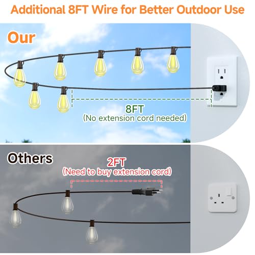 Larkvue 150FT(2x75FT) LED Outdoor String Lights S11 Dimmable Patio Light, with 44+3 Waterproof Shatterproof Edison 2700K Bulbs for Yard Balcony, Black by Larkvue - Image 2
