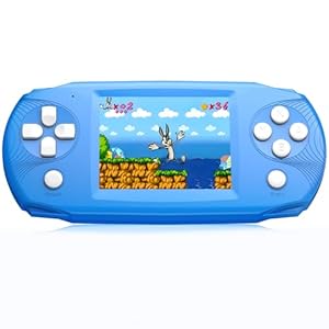 16 Bit Handheld Game Toys for Kids,3.2” IPS HD Big Screen,Built in 100 Video Games,Boys Girls Portable Rechargeable Gaming Device,Children’s Party Easter Birthday Xmas Gift (Blue)