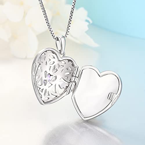 Fj Photo Angel Locket Necklace June Alexandrite Birth Stone Sterling Silver Vintage Hollow Angel Pendant, Gift For Ladies #TOP3