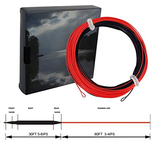 Aventik Sinking Tip Fly Line Fast Sinking Line With 2 Welded Loops Ips 5-6 Blacking 5-6 Ips, Red 3-4 Ips((Black/Red,7F/S)) #TOP3
