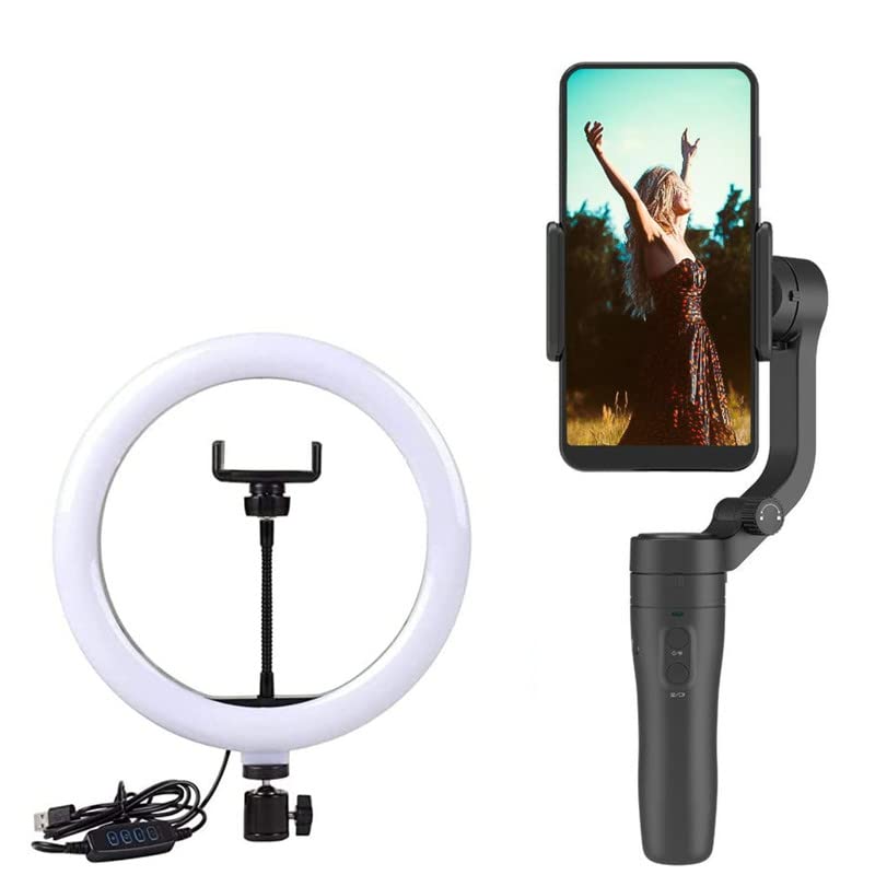 Drumstone VLOG Pocket Smartphone & Action Camera Foldable 3 Axis Gimbal with Portable LED Ring Light with 3 Color Modes Dimmable Lighting | for YouTube | Photo-Shoot | Video Shoot-image-48