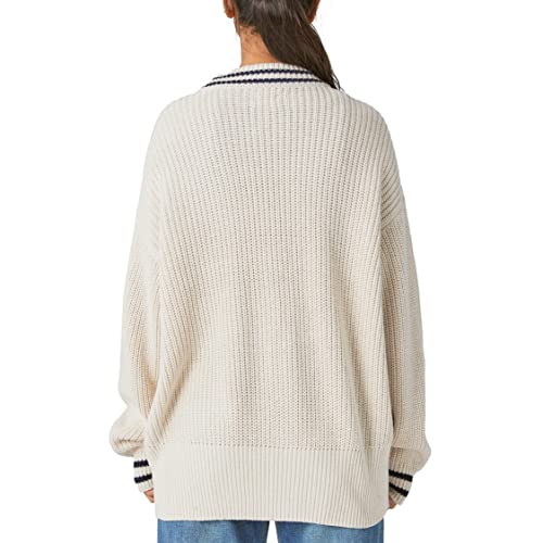 Lucky Brand Women's Textured Varsity Cardigan, Straw Heather Combo #TOP2