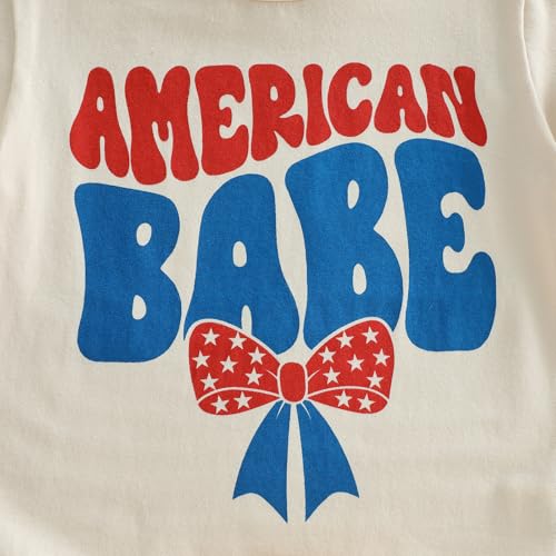 Image of Kids Toddler Girls 4th of July T-Shirt Coquette Bowknot Patriotic USA 250 American Flag Independence Day Top