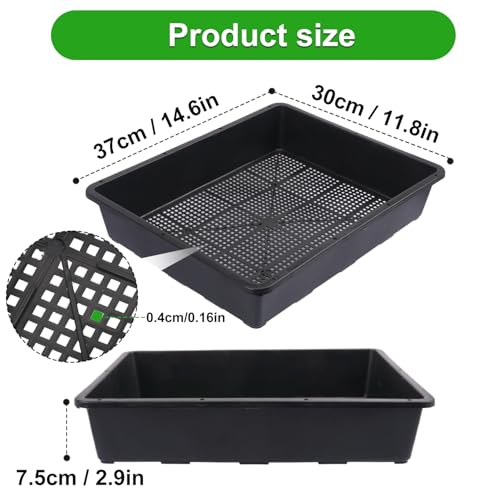 Yiksonyo 16 Pack Seed Starter Trays 15 x 12 inches Microgreens Growing Trays with Mesh Bottom for Germination, Hydroponic & Sprouting Plant Trays for Garden, Wheatgrass by Yiksonyo - Image 2
