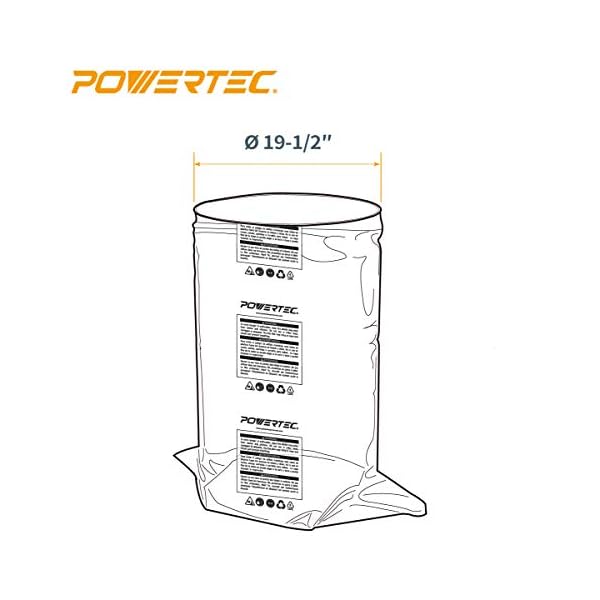 POWERTEC 70010 Clear Plastic Dust Collection Bags, 191/2 Inch x 41