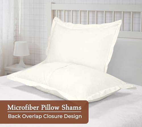 Image of Royale Linens Pillow Shams 2 Pack Euro Size 26x26 Inch - Brushed 1800 Microfiber - Bed Shams, Wrinkle & Fade Resistant Super Soft and Cozy - Envelope Closure - Oxford Pillowcase (Euro,Ivory)