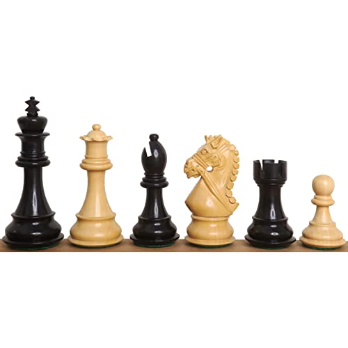 Pièces d'échecs de bridon Staunton en bois d'ébène et buis de prestige