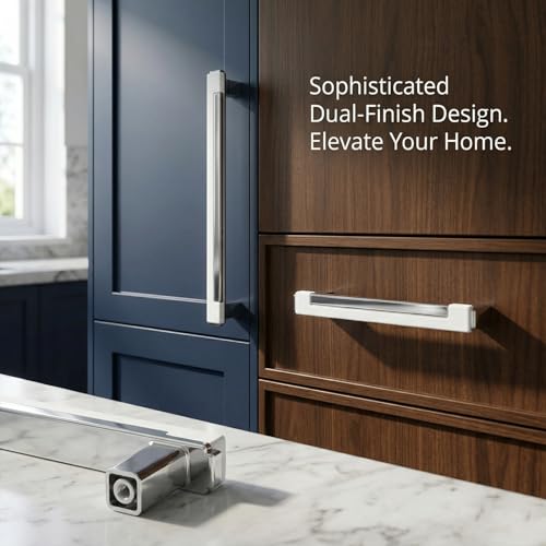 Kcmwsy 10 Pack Modern White and Silver Cabinet Pulls,Single Hole Center Solid Zinc Alloy Drawer Handles, Anti-Rust Kitchen Hardware for Dresser, Cupboard and Bathroom Vanity by Kcmwsy - Image 7