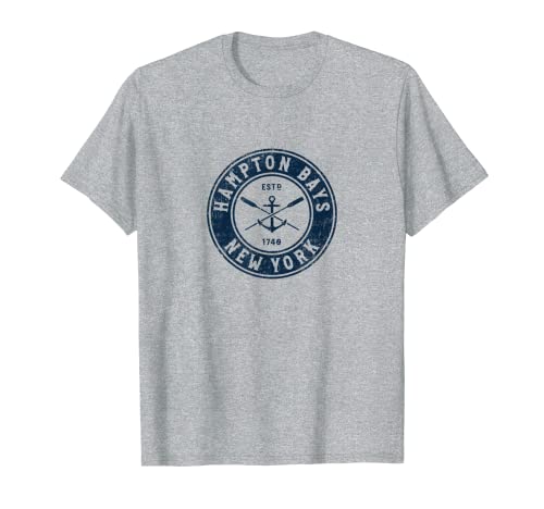 Hampton Bays New York NY Anclaje de barco vintage & Ramos Camiseta