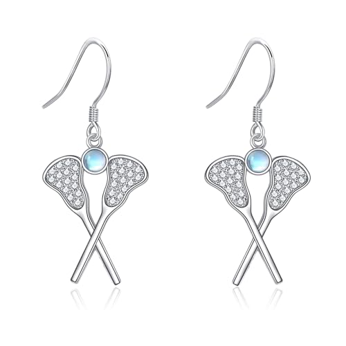 YAFEINI Lacrosse Silver Dangle Earrings with Moonstone