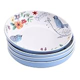 Bico Cyan Kanarische Keramik 1035 ml Speiseschalen, 4er-Set, für Pasta, Salat, Müsli, Suppe & Mikrowelle & Spülmaschinenfest